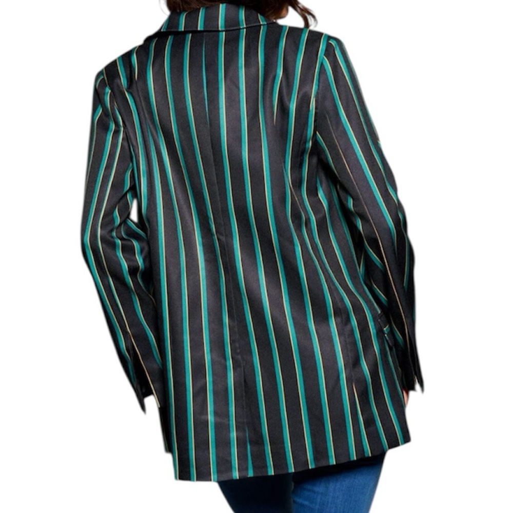 Striped Black and Green Women's Blazer - Picture 3 of 3